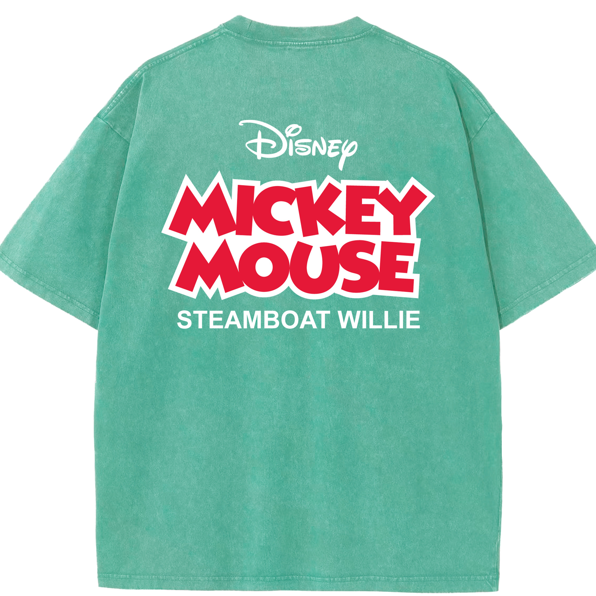 （画像用） ミッキーマウス Mickey Mouse 綿100% ヴィンテージ風 半袖Tシャツ（背面プリント）